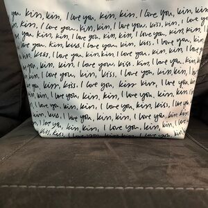 Kate Spade Penelope White Tote with Black Script